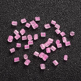 Honeyhandy 11/0 Two Cut Glass Seed Beads, Hexagon, Inside Colour, Fushia, Size: about 2.2mm in diameter, about 37500pcs/Pound