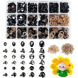 PandaHall Elite 324pcs Safety Eyes, 15 Styles Kawaii Craft Eyes Round Plastic Craft Eyes Black Stuffed Eyes with Washers for Amigurumi, Puppet, Teddy Bear, Crochet, Plush Animal Making