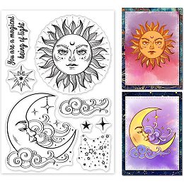 GLOBLELAND Sun and Clear Stamp Magic Sentiments Words Silicone Clear Stamp Clouds Rubber Transparent Seal Stamp for Card Making Scrapbooking Thanksgiving Christmas Holiday Cards Decoration