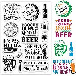 GLOBLELAND Beer Happy Clear Stamps for DIY Scrapbooking Blessings Words Silicone Clear Stamp Seals for Cards Making Photo Album Journal Home Decoration