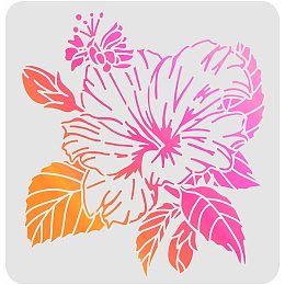 FINGERINSPIRE Hibiscus Drawing Painting Stencils Templates (11.8x11.8inch) Plastic Hibiscus Stencils Decoration Square Hibiscus Stencils for Painting on Wood, Floor, Wall and Fabric