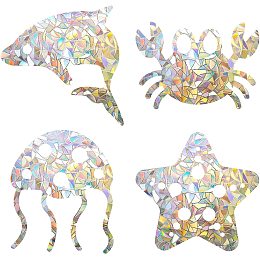 GORGECRAFT 16PCS Sea Animal Window Decals Static Starfish Static Rainbow Glass Clings Jellyfish Crab Dolphin Anti-Collision Window Stickers Non Adhesive Vinyl for Windows Prevent Stop Birds Strikes