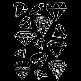 NBEADS Bling Rhinestone Stickers, Diamond Shape Glitter Crystal Decals Iron on Appliques Gemstone Border Sticker Glass Hotfix Rhinestone for Art Craft Clothing Car Window Laptop Decor