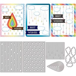 GLOBLELAND Stitch Raindrop Cloud Background Cutting Dies Teardrop Die Rainy Backdrop Carbon Steel Embossing Stencils Template for Decorative Embossing Paper Card DIY Scrapbooking Album Craft