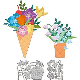 GLOBLELAND 2 Pcs Spring Flowers Summer Ice Cream Cone Metal Die Cuts Flowers Ice Cream Cone Cut Dies Metal Stencils Metal Cutting Dies for Card Making Tool Stencil Scrapbooking DIY Craft