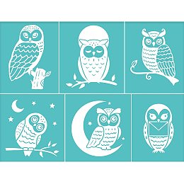 OLYCRAFT 2Pcs Self-Adhesive Silk Screen Printing Stencil Owl Pattern Stencil Reusable Mesh Stencils Transfer Washable Home Decor for DIY T-Shirt Fabric Painting - 8.6x11 Inch