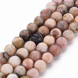 Honeyhandy Natural Pink Opal Beads Strands, Frosted, Round, 8~9mm, Hole: 1mm, about 45~48pcs/strand, 15.7 inch