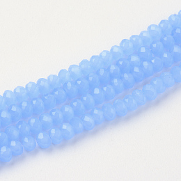 Arricraft Imitation Jade Glass Beads Strands, Faceted, Rondelle, Cornflower Blue, 3x2mm, Hole: 0.5mm, about 193~195pcs/strand, 16.7 inches