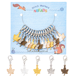 NBEADS 30 Pcs Maple Leaf Stitch Markers, 5 Colors Leaf Crochet Stitch Marker Charms Removable Lobster Clasp Locking Stitch Marker for Knitting Weaving Sewing Accessories Quilting Handmade Jewelry