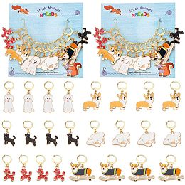 NBEADS 24 Pcs Enamel Dog Stitch Markers, Enamel Alloy Crochet Stitch Marker Charms Removable Locking Stitch Marker for Knitting Weaving Sewing Accessories Quilting Handmade Jewelry