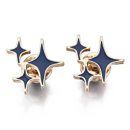 Honeyhandy Alloy Brooches, Enamel Pin, with Brass Butterfly Clutches, Star, Light Gold, Marine Blue, 22x21x2mm, Pin: 1mm