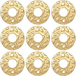 Beebeecraft 1 Box 30Pcs Flat Round Links Charms 18K Gold Plated Bumpy Disc Circle Frames Connectors Linking Rings Charms for Jewelry Making Necklace Bracelet DIY Crafts