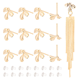 BENECREAT 16pcs Leaf Earring Studs, Leaves Earring Findings with Vertical Loops and 40Pcs Plastic Ear Nuts for Earring Making Supplies 0.4x0.45 inch, Hole: 1mm