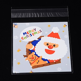 Honeyhandy Rectangle OPP Cellophane Bags for Christmas, with Santa Claus Pattern, Colorful, 13x9.9cm, Unilateral Thickness: 0.035mm, Inner Measure: 9.9x9.9cm, about 95~100pcs/bag