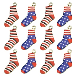 Honeyhandy 20Pcs 2 Colors Alloy Enamel Christmas Theme Pendants, Socks, Mixed Color, 22x13.5x2mm, Hole: 2mm, 10pcs/color