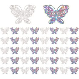 DICOSMETIC 40Pcs 2 Colors Stainless Steel Filigree Butterfly Charms Rainbow Color Metal Embellishments Pendant Connectors for Earrings Necklace Jewelry Making, Hole: 0.9mm