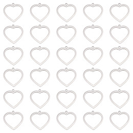 DICOSMETIC 30Pcs Hollow Heart Shape Charms Minimalist Love Pendant Open Bezel Pendants Resin Frame Charm Stainless Steel Dangle Charm for DIY Jewelry Making Gifts Valentine's Day, Hole: 1/1.6mm