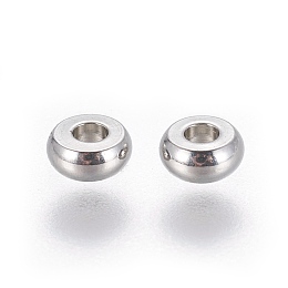 Honeyhandy Rondelle 304 Stainless Steel Beads, Stainless Steel Color, 6x3mm, Hole: 2mm