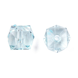 Honeyhandy Transparent Acrylic Beads, Faceted, Cube, Light Cyan, 10x10x8mm, Hole: 1.5mm, about 900pcs/500g
