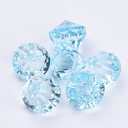 Honeyhandy Transparent Acrylic Pendants, Faceted, Diamond, Light Cyan, 15x15mm, Hole: 2mm, about 370pcs/500g