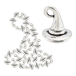 SUNNYCLUE Tibetan Style Alloy Charms, Cadmium Free & Lead Free, Witch Hat Charms, Antique Silver, 11x11mm, Hole: 2mm, 60pcs