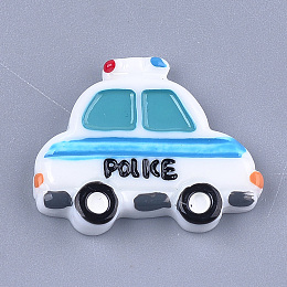 Honeyhandy Resin Cabochons, Police Car, White, 24x29.5x5mm