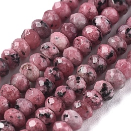 Honeyhandy Dyed Natural Malaysia Jade Rondelle Beads Strands, Faceted, Pale Violet Red, 4x2~3mm, Hole: 1mm, about 115pcs/strand, 14 inch