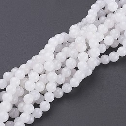 Honeyhandy 16 inch Natural Gemstone Beads Strands, Round, white Jade, about 6mm in diameter, hole:0.8mm. about 64pcs/strand