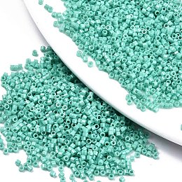 Honeyhandy 11/0 Grade A Baking Paint Glass Seed Beads, Cylinder, Uniform Seed Bead Size, Opaque Colours Luster, Medium Turquoise, about 1.5x1mm, Hole: 0.5mm, about 2000pcs/10g