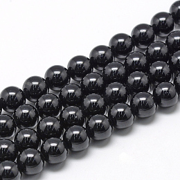 ARRICRAFT Natural Black Tourmaline Beads Strands, Round, 8~9mm, Hole: 1mm, about 45~48pcs/strand, 15.7 inches