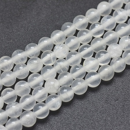 ARRICRAFT Natural Selenite Beads Strands, Round, 4mm, Hole: 0.8mm, about 91pcs/strand, 15.7 inches(40cm)