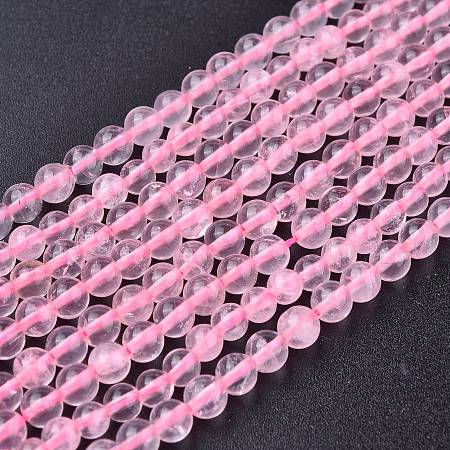 Arricraft Natural  Rose Quartz Beads Strands, Round, 4mm, Hole: 0.8mm, about 92pcs/strand, 15 inches~16 inches