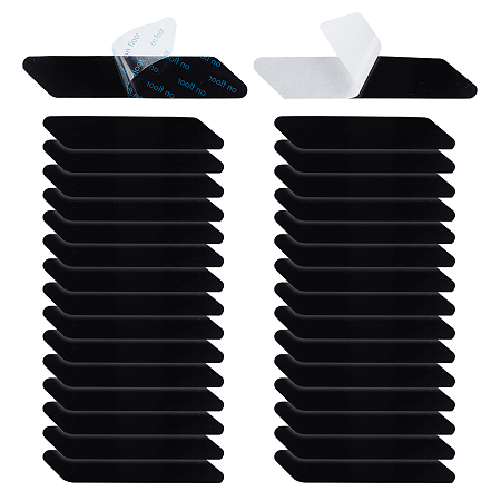 GLOBLELAND 32 Pcs Black Rug Gripper Carpet Tape Rectangle Adhesive Non-Slip Carpet Fixing Floor Stickers Trimmable Reusable Washable Rug Stoppers to Prevent Sliding for Mats Hardwood Floors