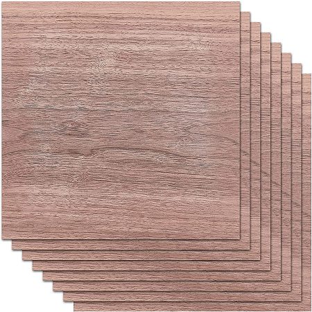 BENECREAT 8 Sheets Walnut Wood Sheet, 11.8x11.8inch Square Hardwood Veneer Boards for Wood Craft DIY Project, 0.5mm Thin