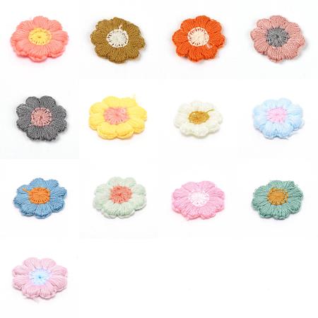 Gorgecraft 78Pcs 13 Color Computerized Embroidery Polyester Cloth Iron On/Sew On Patches, Costume Accessories, Appliques, Flower, Mixed Color, 17~20x1.5~2mm, 6pcs/Color, 13 color, 78pcs