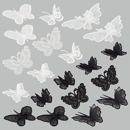 NBEADS 20 Pcs Lace Sew on Patches, 10 Style Embroidery Lace Appliques Butterfly Patches DIY Craft Cloth Patches for Cloth Decoration Sewing Repairing
