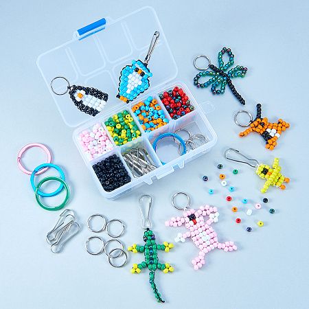 SUNNYCLUE 1 Box 1000+ pcs Bead Pets Kit for Kids Toy Arts and Crafts for Kids Include Keychain & Lanyard - Makes 10 Bead Pets
