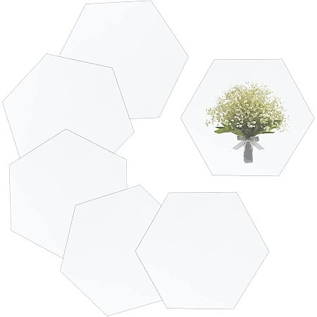 SUNNYCLUE DIY 6Pcs Hexagon White Coasters for Craft MDF Hardboard Sublimation Blank Coaster Heat Transfer Absorbent Unfinished Coasters 3.5 inch Car Cup Mat for Drink Cork Base