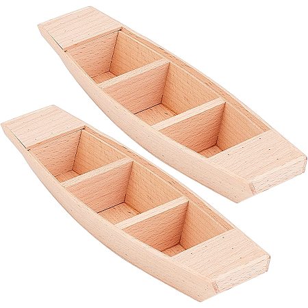 FINGERINSPIRE 2pcs Wooden Boat Canoe 2.2x7.9x1.2 inch(W*L*D) Wooden Boat Model Unfinished Natural Craft Wood Boat Wood Canoe for DIY Projects, Home and Office Decoration