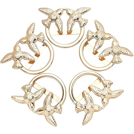 CHGCRAFT 5Pcs Round Spring with Two Birds Bag Decoration Buckle DIY Accessories for Handbag Purse Decoration Charms Buckle Iron Circle Round Metal Handbag Buckle Replacement Light Gold