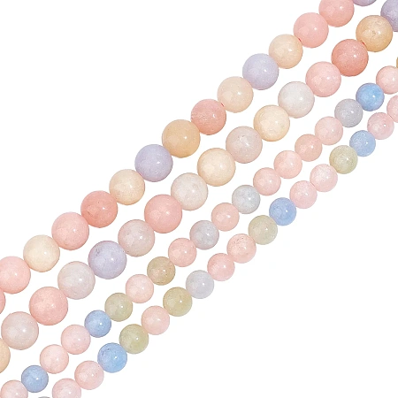CHGCRAFT 2 Strands 126PCS 2 Style Natural Stone Beads for Jewelry Making Bulk 6mm and 8mm Morganite Gemstone Round Beads Energy Stone Power Smooth Loose Beads for DIY Crafts Bracelet