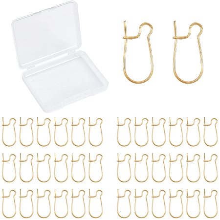 CREATCABIN 1 Box 100pcs Kidney Ear Wires 18K Gold Plated U-Shaped Earring Hooks Earring Components Long Dangle Earrings DIY Jewellery Making 9 x 19mm