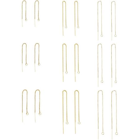 DICOSMETIC 9 Pairs 3 Styles Threader Earrings Brass Tassel Earrings with Loops Golden Dangle Drop Long Chain Ear Threads for DIY Earring Jewelry Making Women Girls, Hole: 1.5~2mm, Pin: 0.5~0.7mm