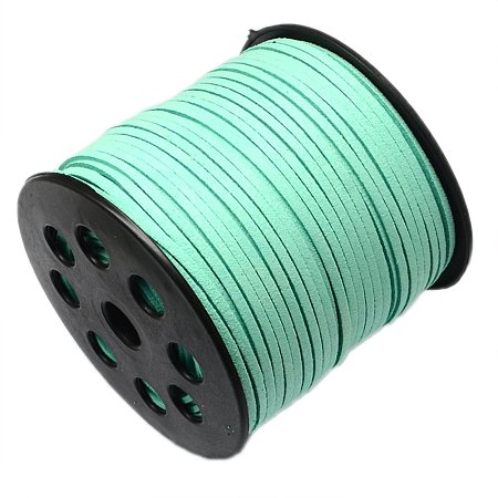NBEADS 2.7mm 98 Yards/Roll Aquamarine Color of Micro Fiber Lace Flat Faux Suede Leather Cord Beading Thread Cords Braiding String for Jewelry Making