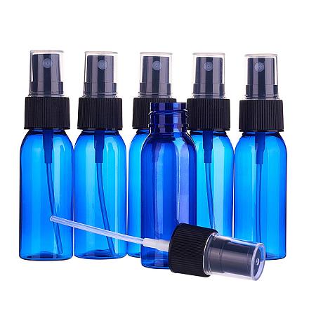 BENECREAT 24 Pack 1 Ounce (30ml) Blue Plastic Spray Bottle with Fine Mist Sprayers Atomizer Caps for DIY Home Cleaning, Aromatherapy & Beauty Care