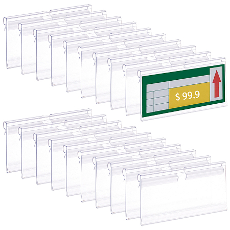 BENECREAT PVC Sign Label Display Holder, for Supermarket, Bakery, Cafe Price Tags, Rectangle, Clear, 8x4.2x0.75cm