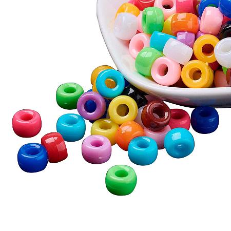 NBEADS 1900pcs/500g Random Mixed Color Acrylic Pony Beads, Opaque Large Hole Barrel Spacer Beads fit Snake Chain Bracelet Jewelry Making