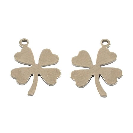 NBEADS 200pcs 304 Stainless Steel Clover Charms Pendants 13x9.5mm for Crafting Jewelry Making Accessory