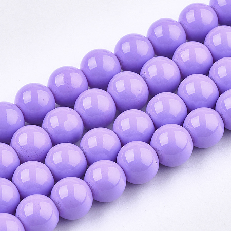Nbeads Painted Glass Beads Strands, Baking Paint, Round, Violet, 8mm, Hole: 1.3~1.6mm; about 100pcs/strand, 31.4