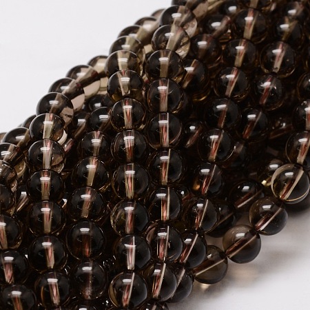 Honeyhandy Natural Smoky Quartz Round Beads Strands, 8mm, Hole: 1mm, about 48pcs/strand, 15.7 inch